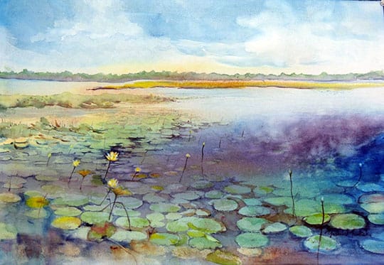 Lake iamonia watercolor by Yosiko Murdick