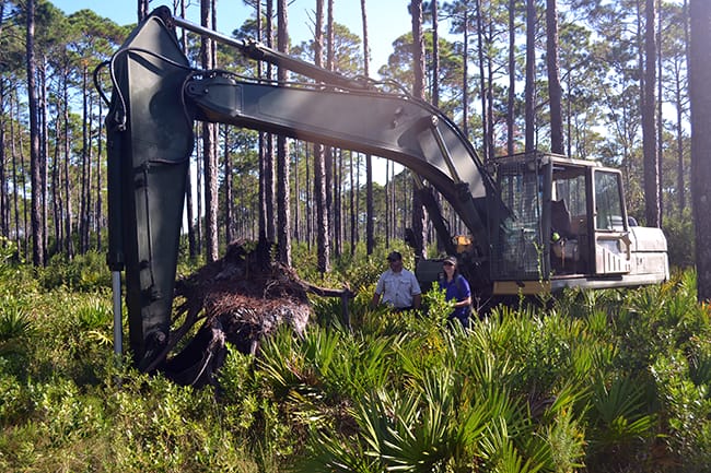 Monica and Dann at site with excavator