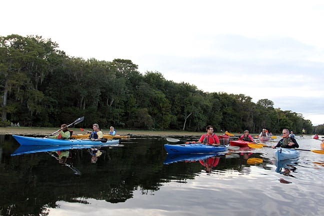 Red Hills conservation field trip on Wacissa River at sunset 