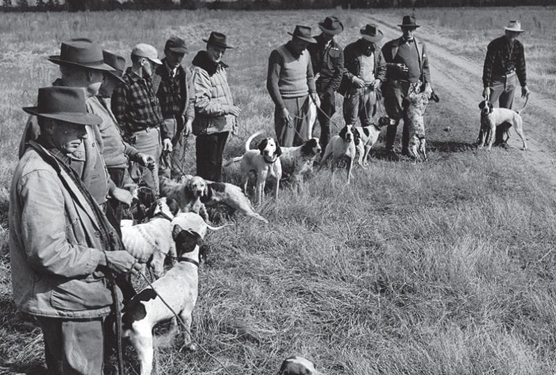 Dog handlers with the pointers they handled