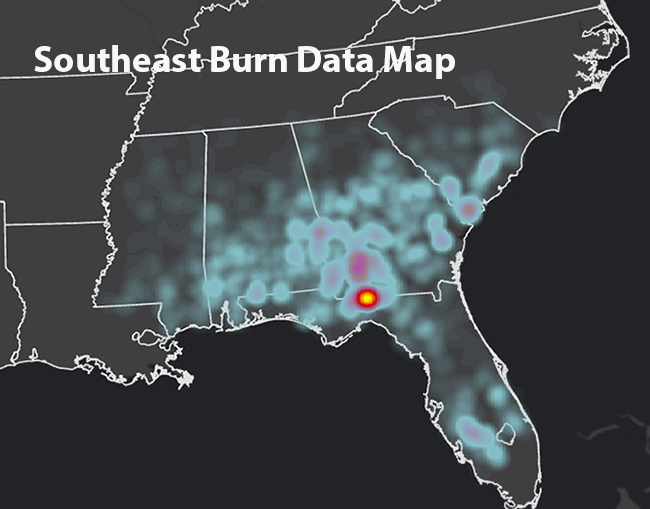 Southeast Burn Data Map