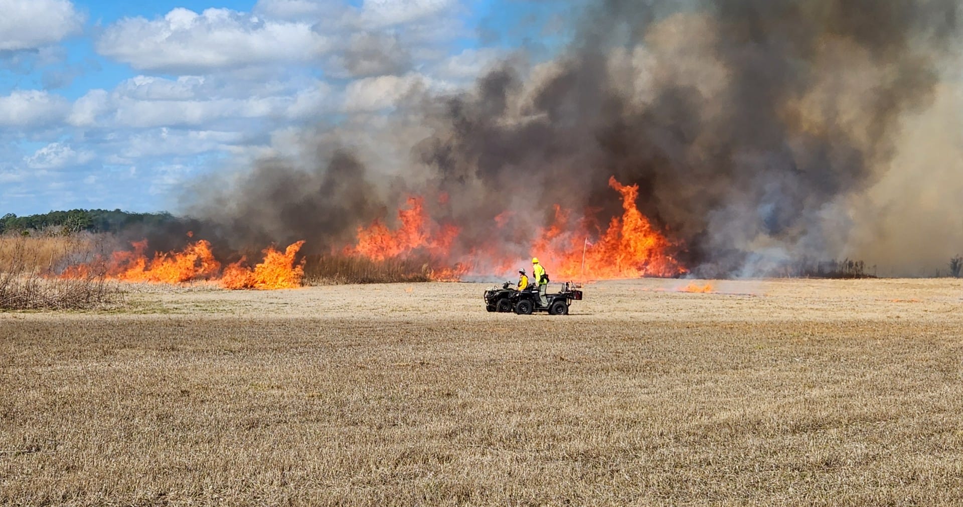 Prescribed fire on a dry lake bed